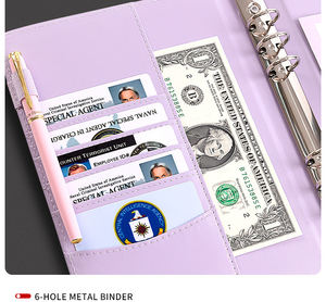 100 Enveloppe <span class=keywords><strong>Challenge</strong></span> A5 Livre à main en cuir PU 100 feuilles Livre de budget financier à feuilles mobiles Macaron Plan mensuel hebdomadaire - Product Image 3