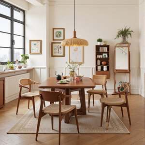 Table à manger carrée en bois de haute qualité pour salon, design simple et atmosphérique pour les familles, les appartements et les villas - Product Image 2