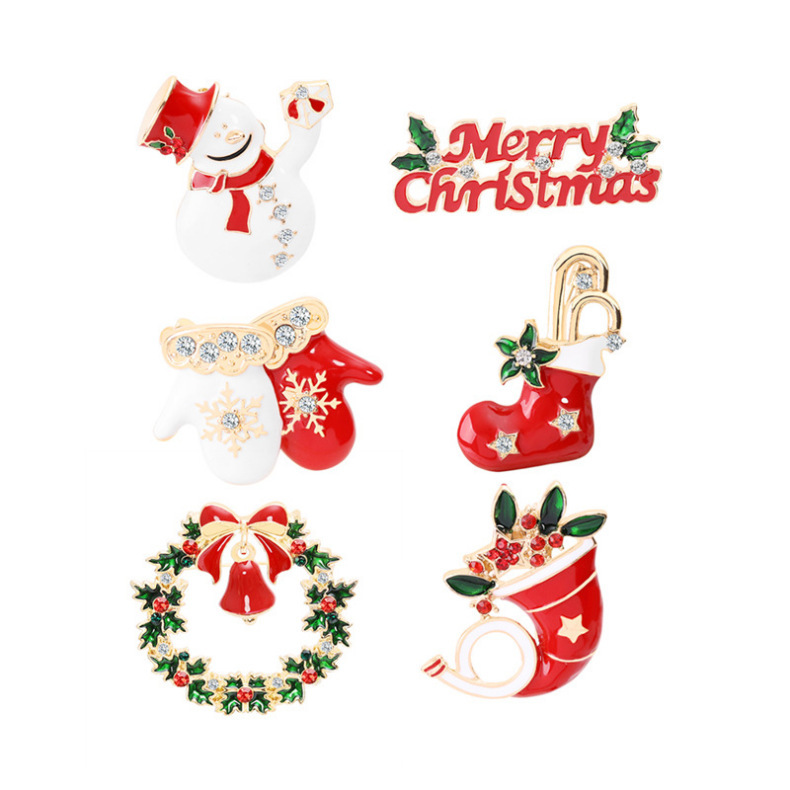 Amazon Offre Spéciale Noël Broche 2021 Bas de noël cloche bonbons bonhomme de neige Broche broche De Sapin De Noël