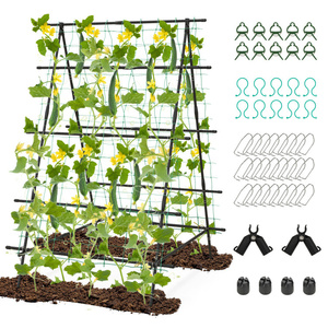 DB Easy Outdoor <span class=keywords><strong>Garden</strong></span> A-Frame Red de enrejado de pepino Revestimiento en polvo de PVC Fácil de montar para plantas trepadoras Cercado de granja - Product Image 1