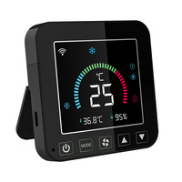 Neo Tuya Wifi Thermostat intelligent de température et d'humidité Écran couleur Infrarouge AC Thermostat Affichage Noir ABS Électrique Maison Intelligente