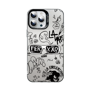 Coque de téléphone anti-choc givrée beige avec motif graffiti et collage d'autocollants pour <span class=keywords><strong>iPhone</strong></span> 17/16/15/14 Pro Max, Accessoires mobiles - Product Image 1