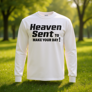 Camiseta de manga larga con cita de positividad saludable y vibra de felicidad: Heaven Sent To Make Your Day - Product Image 3