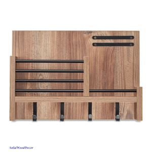 JUNJI Rustic Wood <strong>Wall</strong> Shelf Entryway Mail &amp; <strong>Key</strong> Organizer Coat <strong>Rack</strong> with Storage <strong>Rack</strong> - Product Image 3