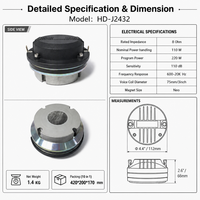 Tweeter à compression HD-J2432 de 1,5 pouce, 160 W, à aimant néodyme, pour haute fréquence