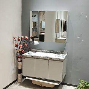 Meuble de salle de bain moderne avec miroir intelligent, armoire en panneau mélaminé et ensemble de lavabo en céramique - Product Image 3