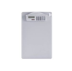 Portapapeles de Plástico Tamaño A4 con Calculadora de 8 Dígitos a Pilas y Clip con Calendario, Portátil - Product Image 1