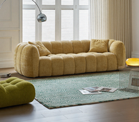 Canapé droit sans cadre de 2,2 m en éponge compressée de forme ronde, style crème, pour petit appartement, livré sous vide en boîte
