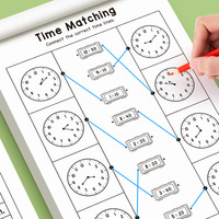Cahier d'exercices pour enfants sur la lecture des heures avec logo personnalisé |   Horloge éducative pour la petite enfance : Cognition et décomposition du temps |   Cahier d'activités d'apprentissage de l'anglais