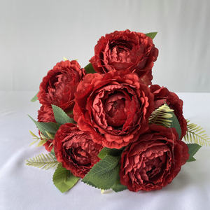 <span class=keywords><strong>Flores</strong></span> de Seda al por Mayor, Ramo de Peonías Decorativas Blancas y Rosas para Decoración de Bodas - Product Image 3