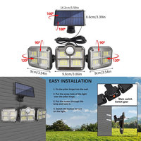 Lampe Solaire d'Extérieur à Tête Triple, Projecteur LED avec Détecteur de Mouvement et Télécommande, Lumière LED Solaire, Vente en Gros Usine