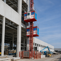 Monte-charge de chantier SC200/200 à double cabine, capacité 2*2000kg, vitesse 0-33/46/63/96m/min, élévateur de matériaux et passagers pour chantier
