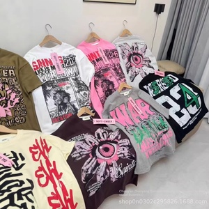 T-shirt da uomo estiva oversize in cotone pesante 300g di alta qualità, a maniche corte, stile streetwear con stampa cartoon, vestibilità ampia - Product Image 4