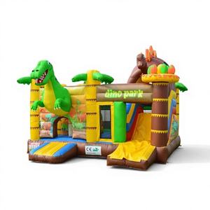 Château gonflable Winway WW11 Inflatable Dino Park Jurassic, structure de jeux à thème dinosaure, combo commercial, capacité 500 kg, matériau PVC, pour extérieur - Product Image 1