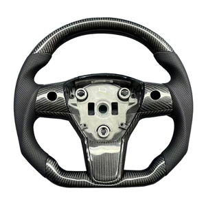 Gran oferta, nuevos productos explosivos, fibra de carbono de cuero perforado para Tesla Model 3 Mode Y, volante de coche - Product Image 1