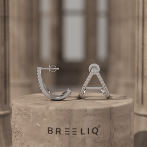 Boucles d'oreilles clous en or blanc massif 14 carats avec diamants triangulaires pour femme, bijoux initiales lettre A, délicats et géométriques - Product Image 6