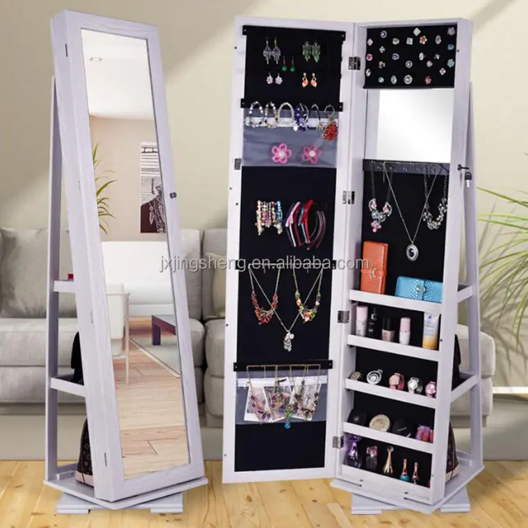JL002299 Wooden Full Length Mirror Jewelry Cabinet