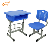 Bureau et chaise d'école modernes en plastique écologique, ensemble de bureau et de chaise pour étudiants, mobilier scolaire simple pour usage scolaire