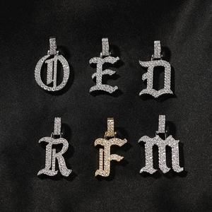 Collar de circonia cúbica con nombre, joyería personalizada, Hip Hop, gótico, letra inglesa antigua, colgante, inicial chapada en oro - Product Image 6