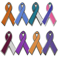 Venta al por mayor de fábrica, Pin de cinta para el cáncer de mama, cinta rosa, alfileres de solapa, insignia
