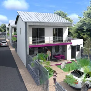 Case Prefabbricate in Acciaio Leggero DQ202 Anti-Vento Tropicali in <span class=keywords><strong>Vendita</strong></span> in Messico, <span class=keywords><strong>Casa</strong></span> Prefabbricata 140m2 a Due Piani - Product Image 1