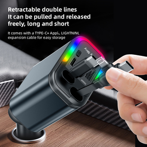 Nuevo Cargador <span class=keywords><strong>de</strong></span> Coche Retráctil Starlight con LED, Cargador <span class=keywords><strong>de</strong></span> Coche <span class=keywords><strong>de</strong></span> Carga Rápida Dual PD 120W USB C <span class=keywords><strong>para</strong></span> <span class=keywords><strong>iPhone</strong></span>/Tablet Android - Product Image 3