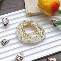 Chaîne de taille perlée extensible sexy pour l'été, style plage, avec perles de riz, accessoire de taille perlé
