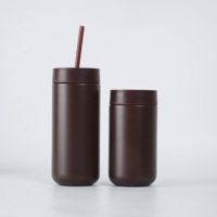 Tasse à café moderne 16oz avec couvercle et paille, en acier inoxydable 304 à double paroi, tasses isothermes