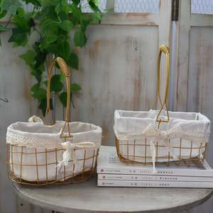 Willow Woven Flower <b>Basket</b> Rectangle Handmade Rattan Gift <b>Basket</b> With Handle Rustic Style - Product Image 3