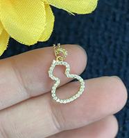 Pendentif gourde simple en argent 925 plaqué or 18 carats, style chinois, un cadeau chaleureux pour la famille et les amis