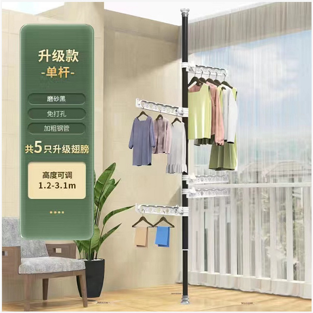 Noir mat - Ailes 5 fois - 1,1-3,1 mètres