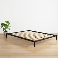 Cadre de lit king size en métal avec rangement, sommier à lattes, tiroir coulissant, base robuste en acier inoxydable pour chambre familiale ou principale