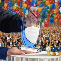 Trophée personnalisé en acrylique poli avec base, impression UV, écologique, pour cadeaux d'affaires et récompenses