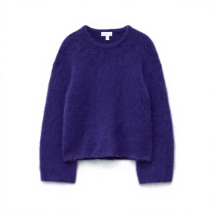 Pull en mohair pour femme, sweat-shirt personnalisé avec logo, col rond doux et moelleux, chaud, décontracté, streetwear, vêtements de luxe, vente en gros - Product Image 6