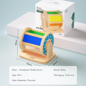 <span class=keywords><strong>Jouets</strong></span> sensoriels Montessori en bois pour bébés de 6 à 12 <span class=keywords><strong>mois</strong></span>, jouet éducatif, boîte à tambour tournante - Product Image 5