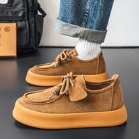 Chaussures Kangourou 2025 Automne Style Britannique Rétro Chaussures Casual Homme Couleur Unie Chaussures de Marche Fibre Superfine Respirante Maille Semelle Souple