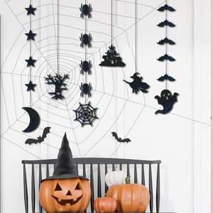 6 Piezas de Decoración para Fiestas, Guirnalda Colgante de Fieltro Negro con Fantasmas, Brujas, Arañas y Murciélagos, Adorno Colgante para el Hogar, Halloween - Product Image 4
