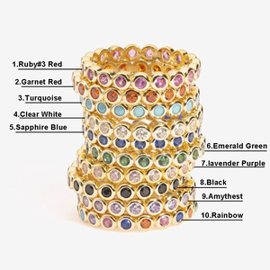 Đầy Màu Sắc Ngăn Xếp Vòng Bezel <span class=keywords><strong>CZ</strong></span> Vòng <span class=keywords><strong>925</strong></span> Sterling Silver Vàng Mạ Ban Nhạc Nhẫn Đối Với Phụ Nữ - Product Image 4