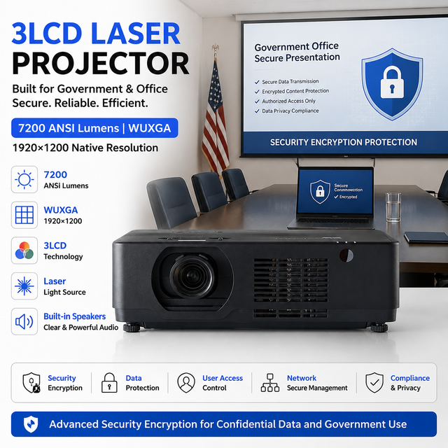 Corporate Boardroom Solution 3LCD Laser Projector 7200 ANSI Lumens Wuxga Dual