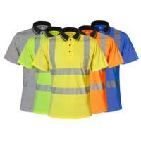 Polo à manches courtes haute visibilité ANSI Classe 2, jaune fluorescent, en polycoton respirant et à séchage rapide, pour la construction et les travaux routiers