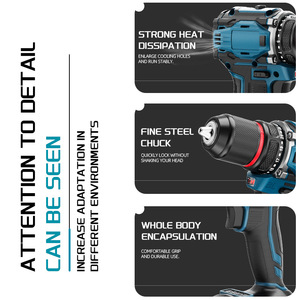 מקדחה חשמלית ידנית 21V קטנה מפלדה, בעלת מהירות משתנה, מברגת אימפקט אלחוטית עם סוללת ליתיום, מפתח ברגים אלחוטי - Product Image 3