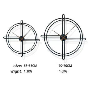 Horloge <span class=keywords><strong>murale</strong></span> décorative en métal moderne de luxe de 70 cm, grande taille, pour la maison, le salon, quartz silencieux - Product Image 6