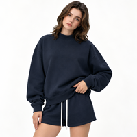 Sweat-shirt en molleton à col montant 350 GSM pour femme, couleur macaron, style streetwear américain, pull chaud, fabrication en marque blanche