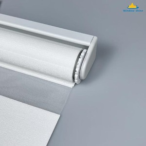 <strong>Automatic</strong> Cordless Roller Shades Electric Zebra <strong>Window</strong> <strong>Blinds</strong> with Spring Wand Control &amp; Manual Roller <strong>Blinds</strong> - Product Image 4