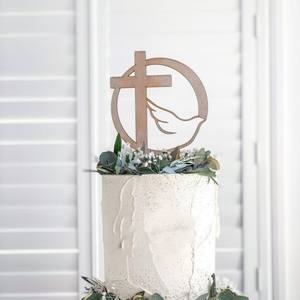 Adorno para Pastel de Acrílico con Paloma Dorada y Cruz, Artículos para Fiesta de Bautizo, Primera Comunión, Decoración Elegante para Pastel de Baby Shower Cristiano - Product Image 4