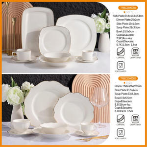Service de table de luxe 32 pièces en porcelaine fine New Bone China, avec bordure dorée, compatible micro-ondes - Product Image 6