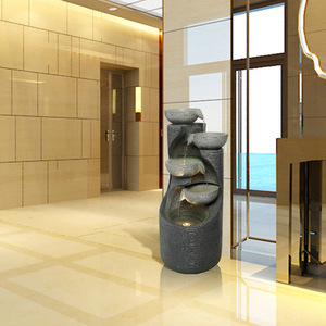 Fontaine à eau moderne en résine avec lumière, ornement décoratif intérieur/extérieur pour bureau, maison, cour JRL002 - Product Image 1