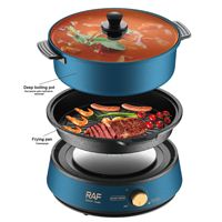 Maison 2 en 1 poêle à frire électrique multifonction antiadhésive BBQ Grill poêle marmite électrique poêles à frire