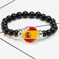 Bracelet perlé élastique noir drapeau du Sénégal, accessoire patriotique tendance pour hommes et femmes, best-seller