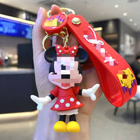 Poupée 3D Mickey Minnie Mouse Porte-clés PVC Dessin Animé Conception Anti-Perdu Cadeau pour Enfants Accessoires de Clé de Voiture Personnalisée